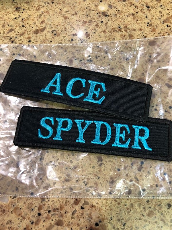 Some patches named Ace and Spyder